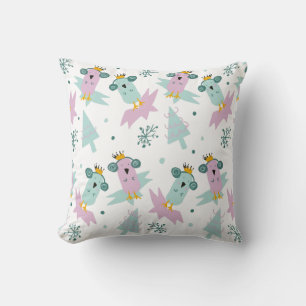 Coussin Arbres de Noël Oiseaux d'hiver Iceberg Doodle    