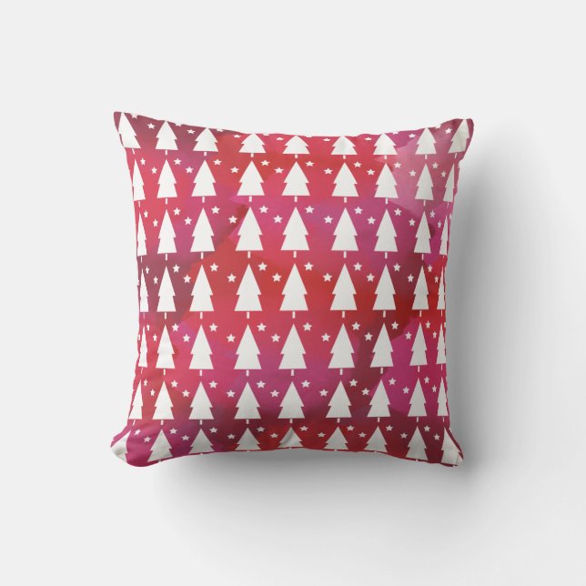 Coussin Arbres de Noël sur l'aquarelle lancer l'oreiller c (Recto)