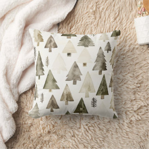 Coussin Arbres de Noël vert olive