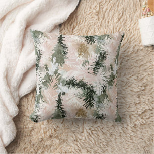 Coussin Arbres de Noël verts roses Abstraits