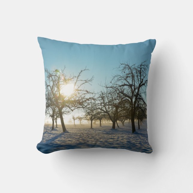 Coussin Arbres d'hiver au lever du soleil (Recto)