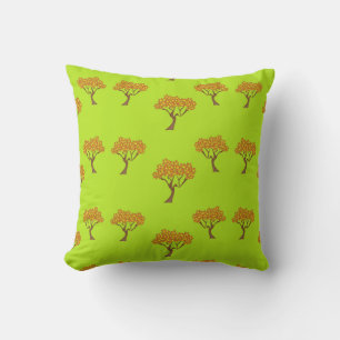 Coussin Arbres feuille brun d'automne sur vert