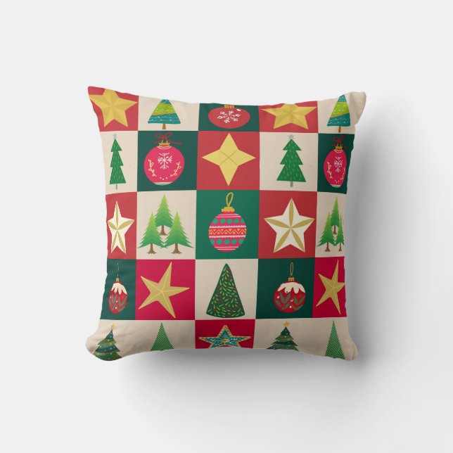 Coussin Arbres Ornements et étoiles (Recto)