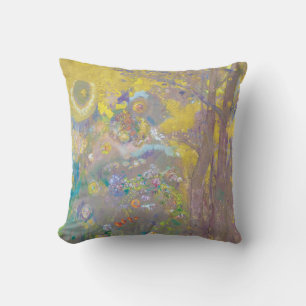 Coussin Arbres sur fond jaune, Redon