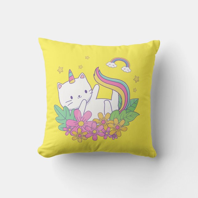 Coussin Arc en arc-en-ciel Imprimer Kitten Jeu d'oreiller (Recto)