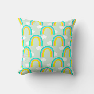 Coussin Arc-en-ciel avec nuage bleu