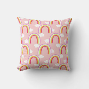 Coussin Arc-en-ciel avec nuage rose clair