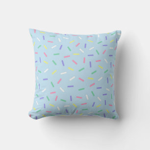 Coussin Arc-en-ciel bleu arrose confetti amusant coloré
