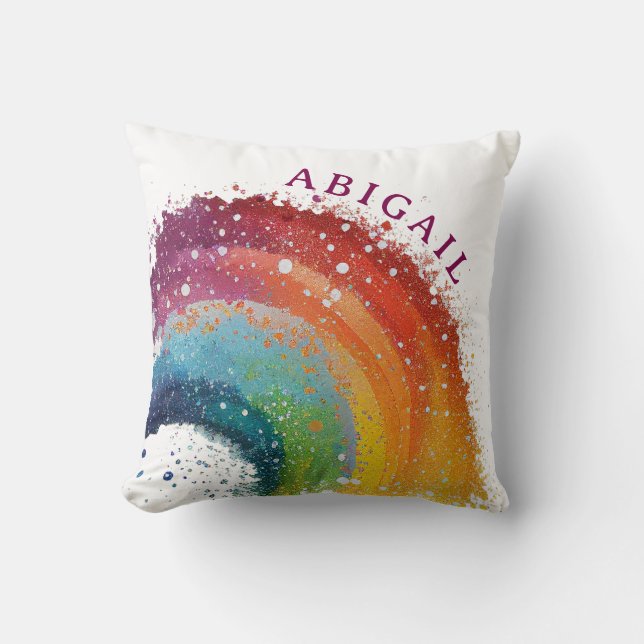 Coussin Arc-en-ciel coloré Gold Star Bold Pretty Girl Name (Recto)