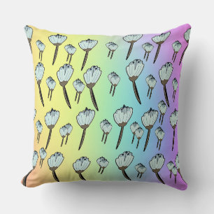 Coussin Arc-en-ciel de Fleurs Blanches