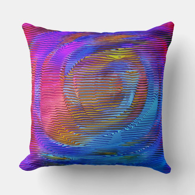 Coussin Arc-en-ciel en spirale rose avec relief et rayures (Recto)