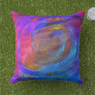 Coussin Arc-en-ciel en spirale rose avec relief et rayures