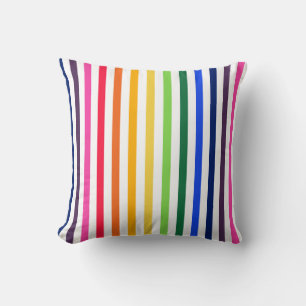 Coussin Arc-en-ciel et rayures blanches