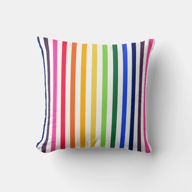 Coussin Arc-en-ciel et rayures blanches (Recto)