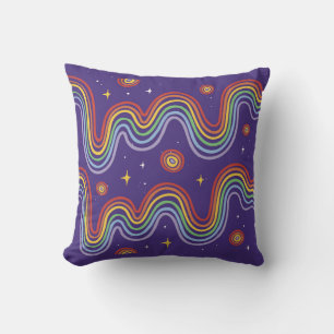 Coussin Arc-en-ciel Lignes Abstraites Lancer l'oreiller
