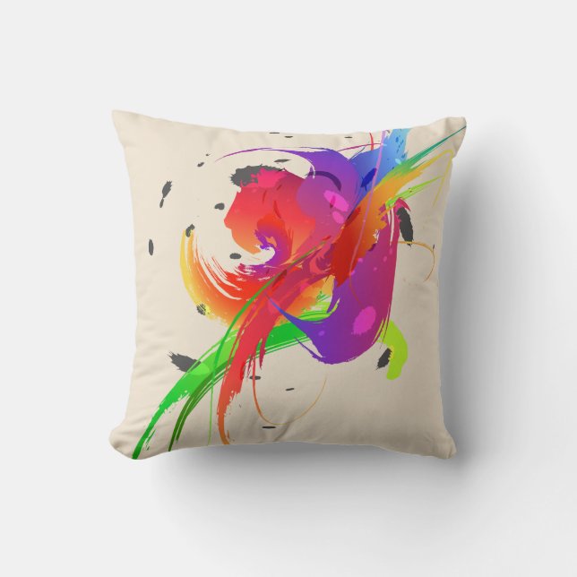 Coussin Arc-en-ciel Lorikeet Abstraits plaquettes de peint (Recto)