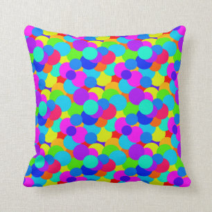 Coussin Arc-en-ciel Neon Couleurs vives Cercles Bulles Ado