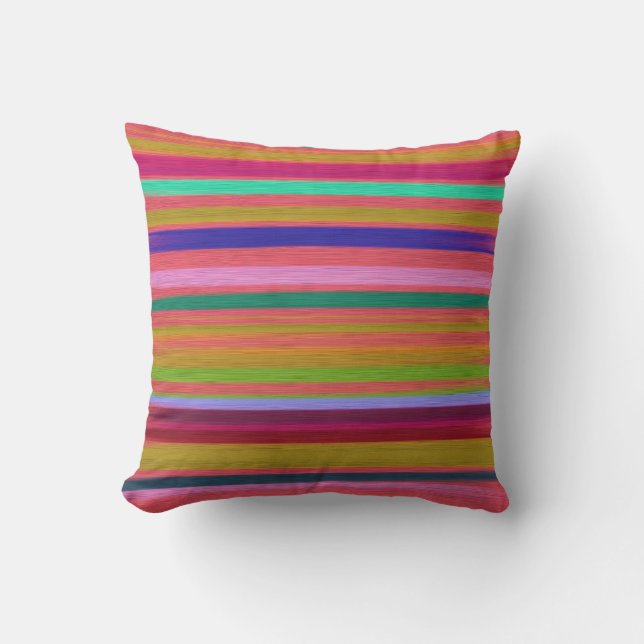 Coussin Arc-en-ciel rayures art abstrait coloré moderne (Recto)