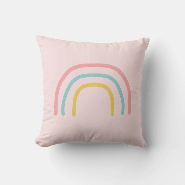 Coussin Arc-en-ciel rose pastel Peinture Motif Jeu d'oreil (Recto)
