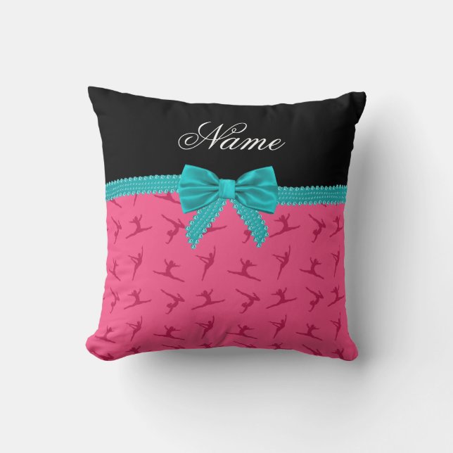 Coussin Arc rose nommé personnalisé de turquoise de (Recto)