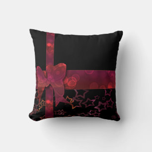 Coussin Arc rouge parties scintillant et étoiles sur noir