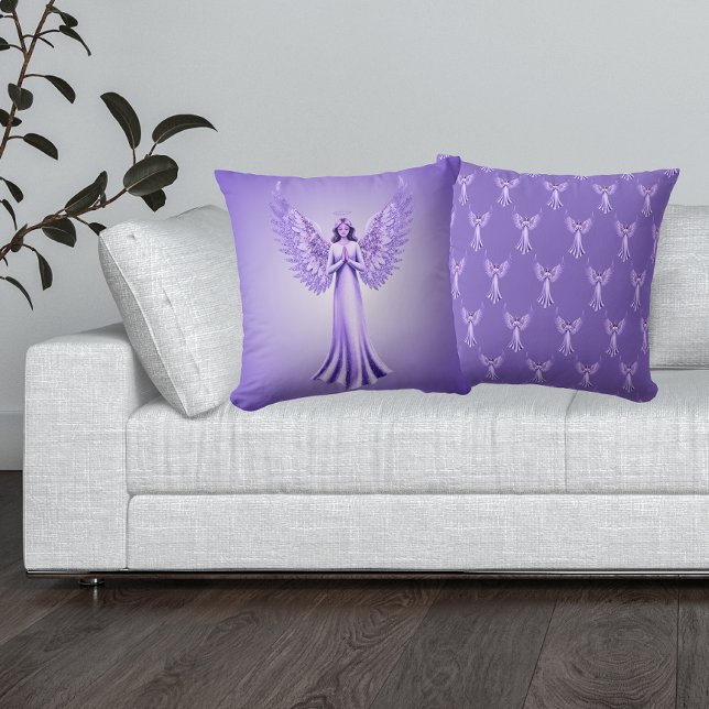Coussin Archangel Zadkiel double face violet (Front And Back - In-Situ)