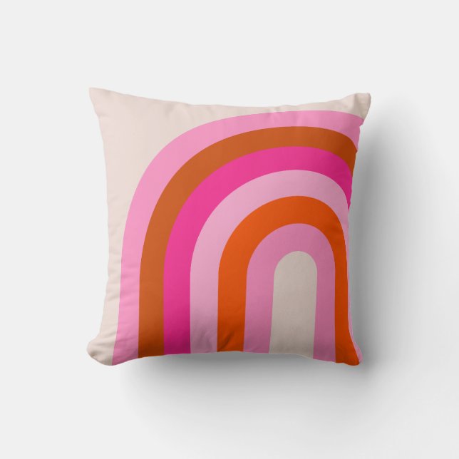 Coussin Arche arc-en-ciel rose et orange (Recto)