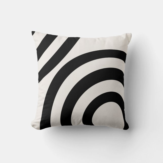 Coussin Arcs Abstraits Modernes Du Milieu Du Siècle Noir E (Recto)