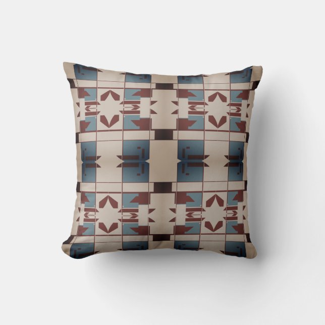 Coussin Ardoise Bourgogne Beige Carreaux de mosaïque médit (Recto)
