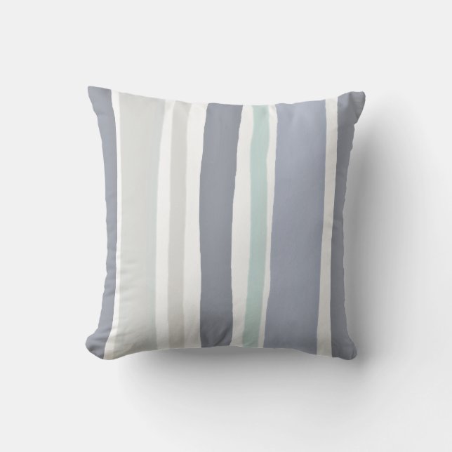 Coussin Ardoise rayée simple bleu, gris (Recto)