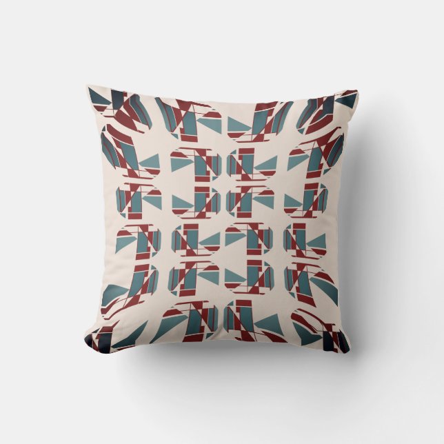 Coussin Ardoise rouge foncé Bleu beige Concave Art Abstrai (Recto)
