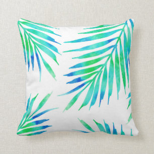 Coussin Arêtes de palme bleu turquoise
