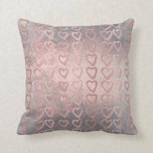 Coussin Argent de luxe gris de ciment de coeur d'or de