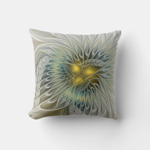 Coussin Argent d'or Imaginaire Fractal abstrait Art