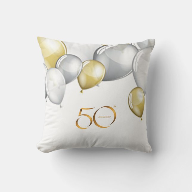 Coussin Argent/or 50e anniversaire jetez l'oreiller. (Recto)