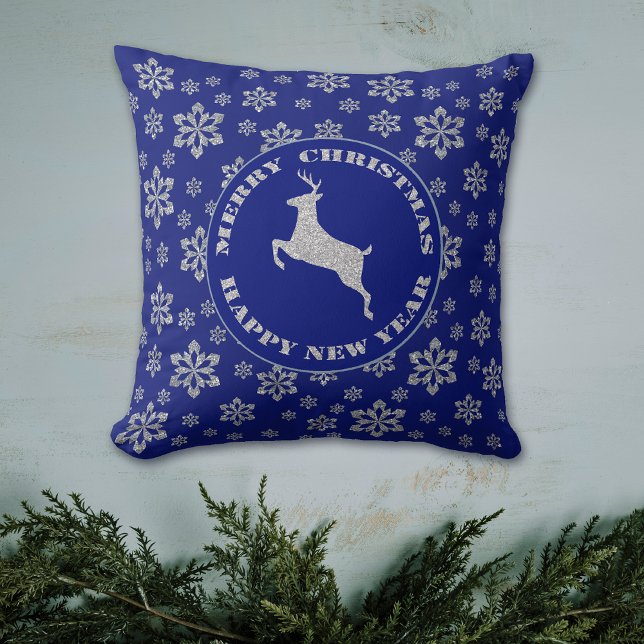 Coussin Argent Snowflake Reindeer (Créateur téléchargé)