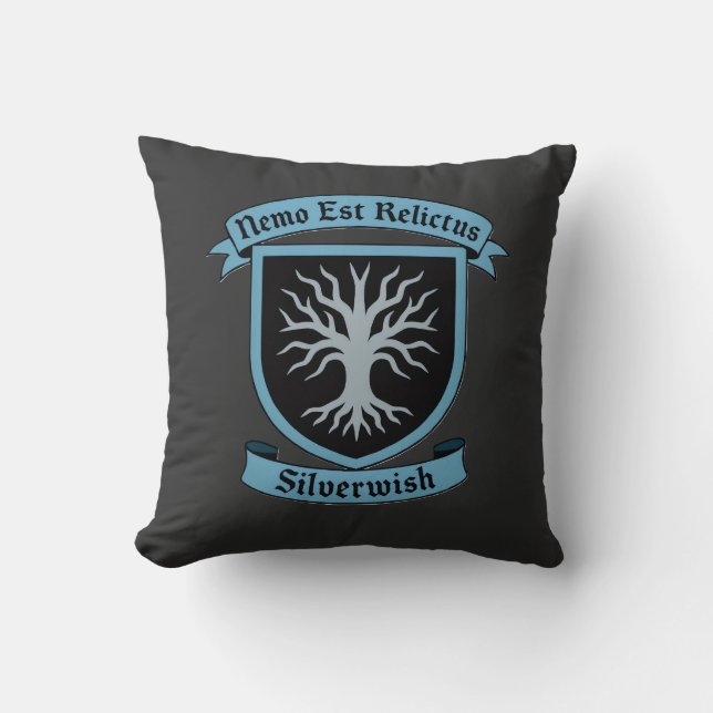 Coussin Argent Wish Guild Crest & Moto Black&Blue Version (Recto)