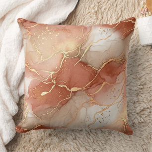 Coussin Argile Chaude et Marbre Taupe - Lignes Métalliques