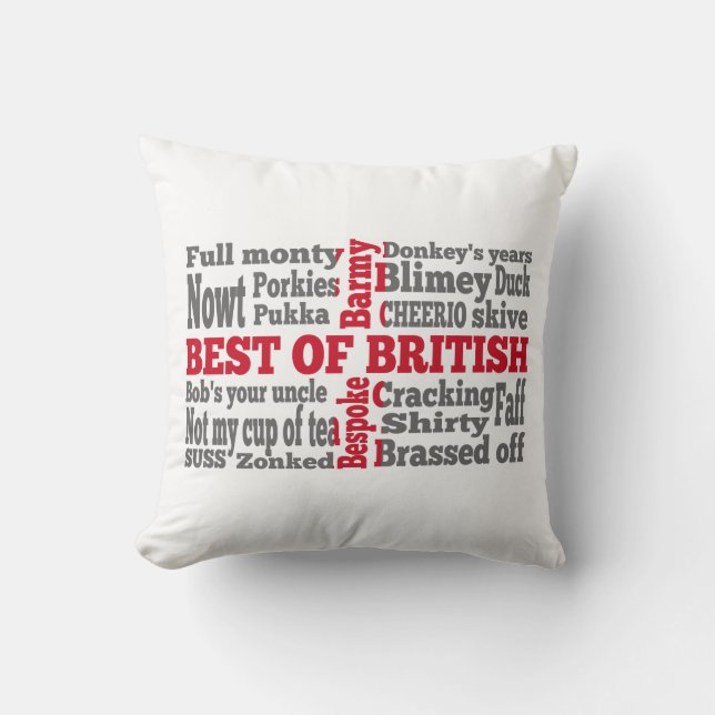 Coussin Argot anglais sur le drapeau de la Croix de St Geo (Recto)