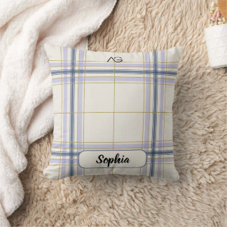 Coussin AriaGrace Ivory & Lavender Luxe Plaid Pattern Name