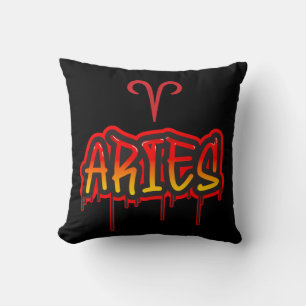 Coussin ARIES Red Drip Astrology Zodiac Mars Avril