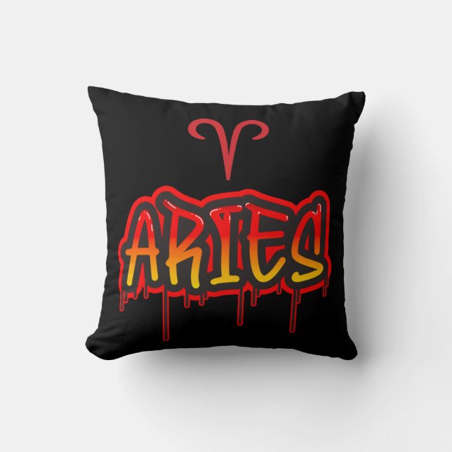 Coussin ARIES Red Drip Astrology Zodiac Mars Avril (Recto)