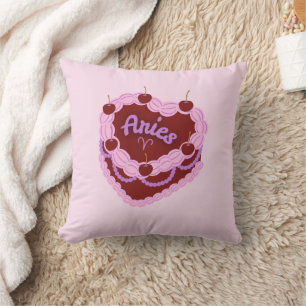 Coussin Aries Zodiac Pastel Coeur Gâteau d'anniversaire