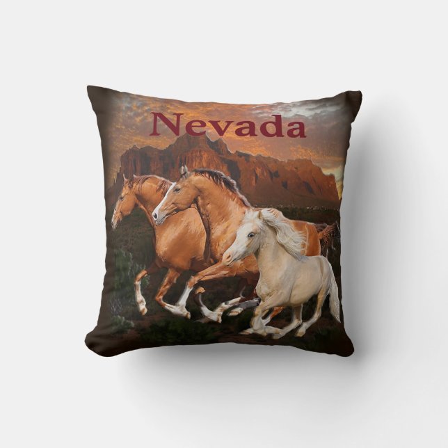 Coussin Arizona Chevaux sauvages (Recto)
