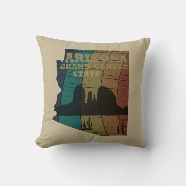 Coussin Arizona Sedona carte grand canyon paysage rétro (Recto)