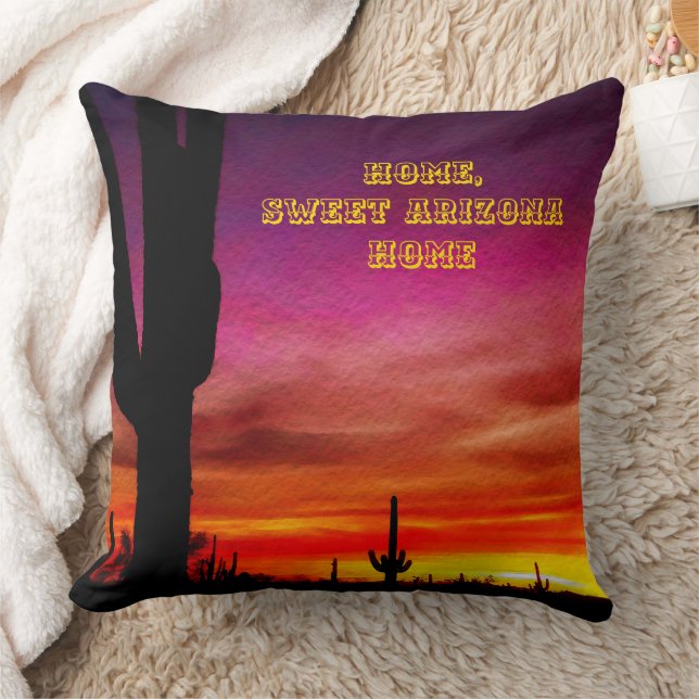 Coussin Arizona Sunset Saguaro Cactus Aquarelle numérique (Couverture)