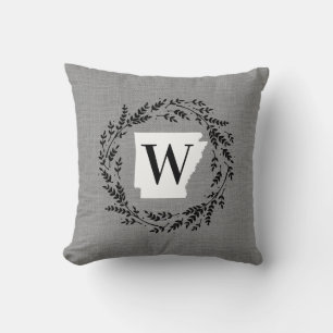 Coussin Arkansas Rustic Wreath Monogramme Jeu d'oreiller