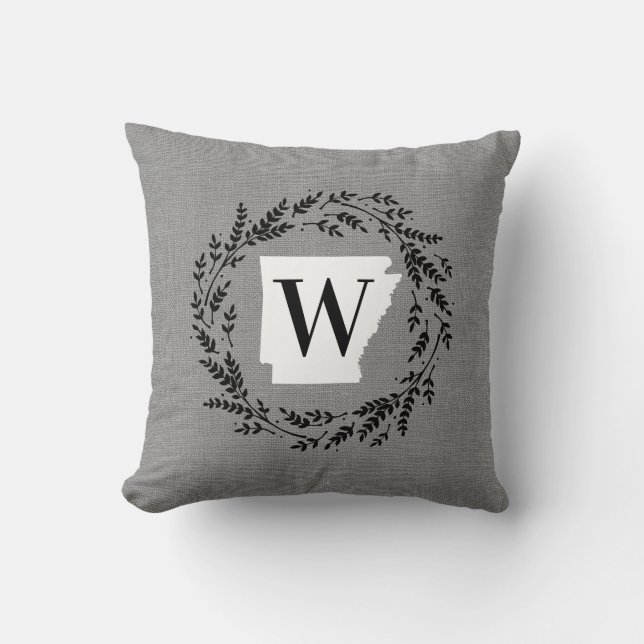 Coussin Arkansas Rustic Wreath Monogramme Jeu d'oreiller (Recto)