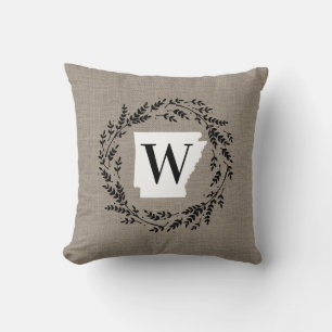 Coussin Arkansas Rustic Wreath Monogramme Jeu d'oreiller