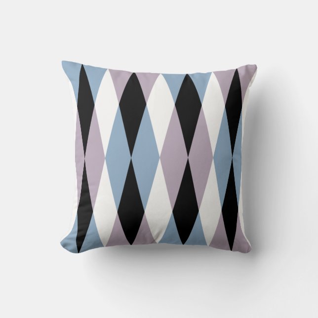 Coussin Arlequin Diamond Motif - Bleu et Dusty Lilac (Recto)